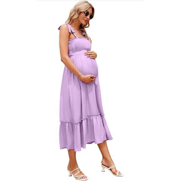 NEW Smocked Maternity Summer Dress Ruffle Maxi Dress 2X - Picture 1 of 6